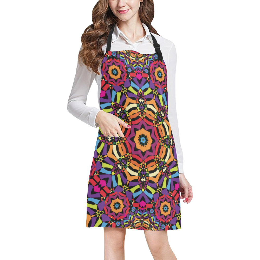 Kaleidoscope Pattern Print Design 01 Apron with Pocket
