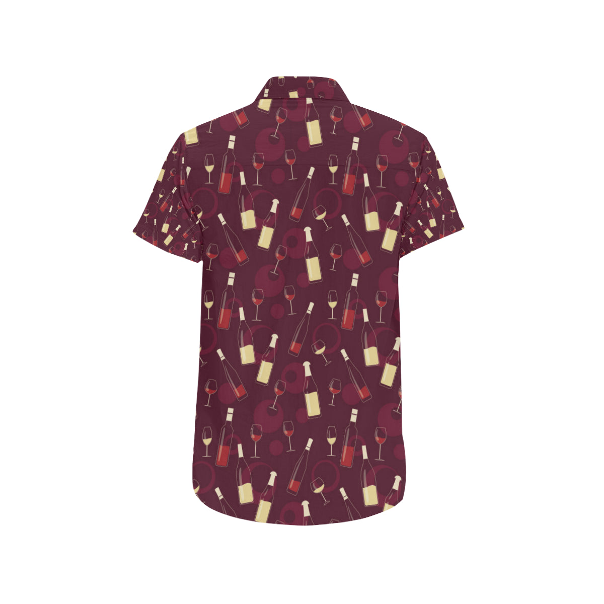 Wine Themed Pattern Print Men's Short Sleeve Button Up Shirt