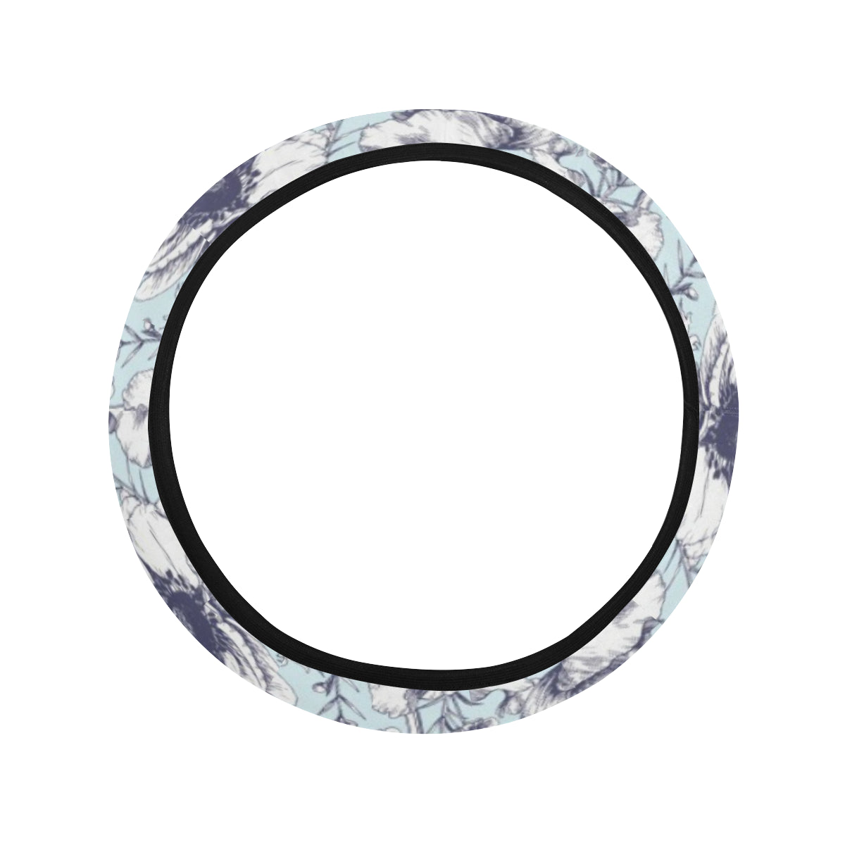 Anemone Pattern Print Design 02 Steering Wheel Cover with Elastic Edge