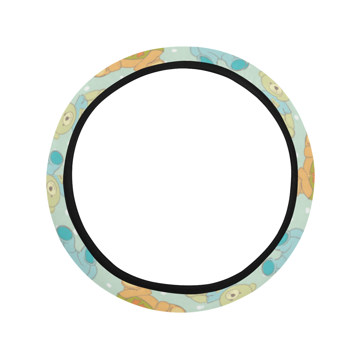 Bear Pattern Print Design 02 Steering Wheel Cover with Elastic Edge