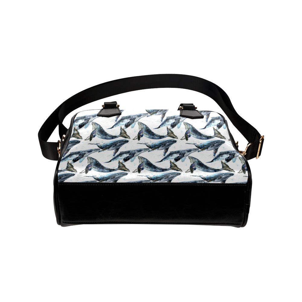 Blue Whale Pattern Print Design 03 Shoulder Handbag