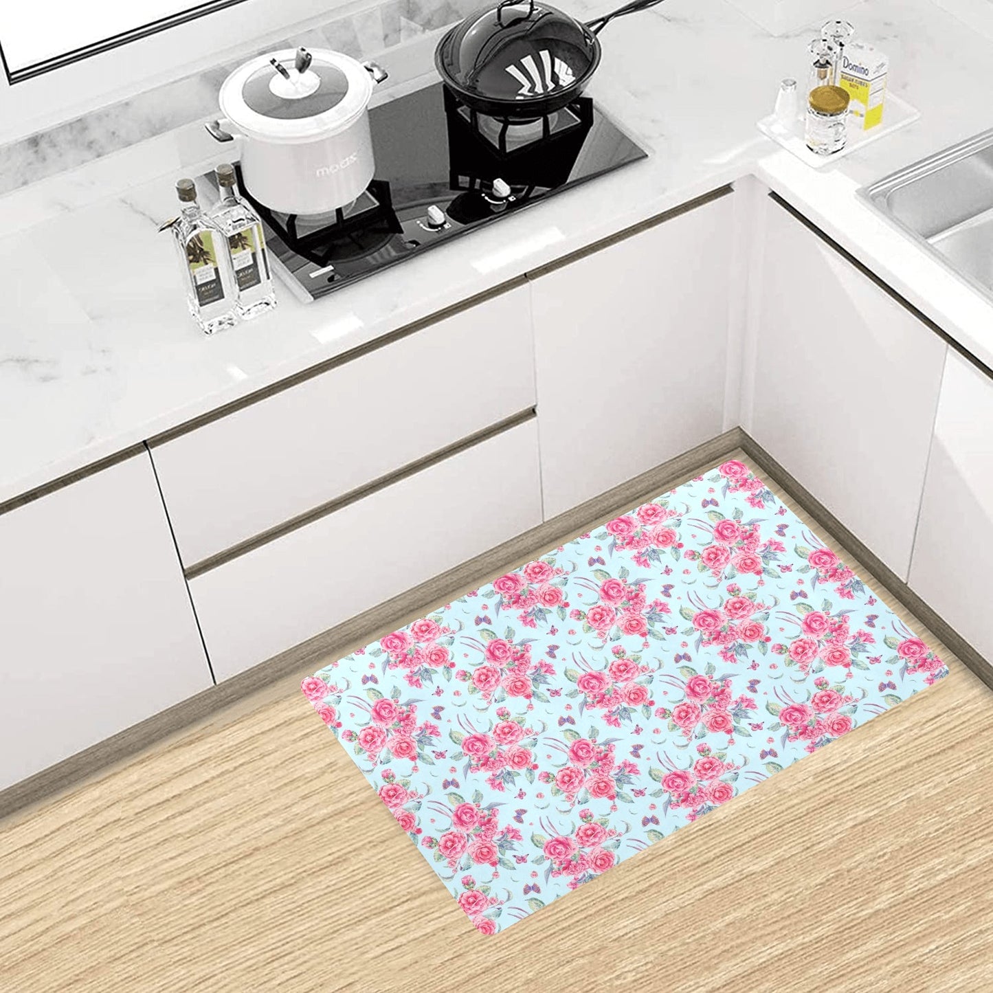 Camellia Pattern Print Design 01 Kitchen Mat
