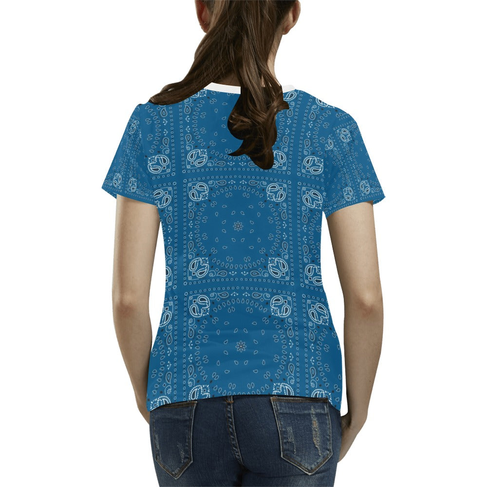 Bandana Blue Print Design LKS301 Women's T-shirt