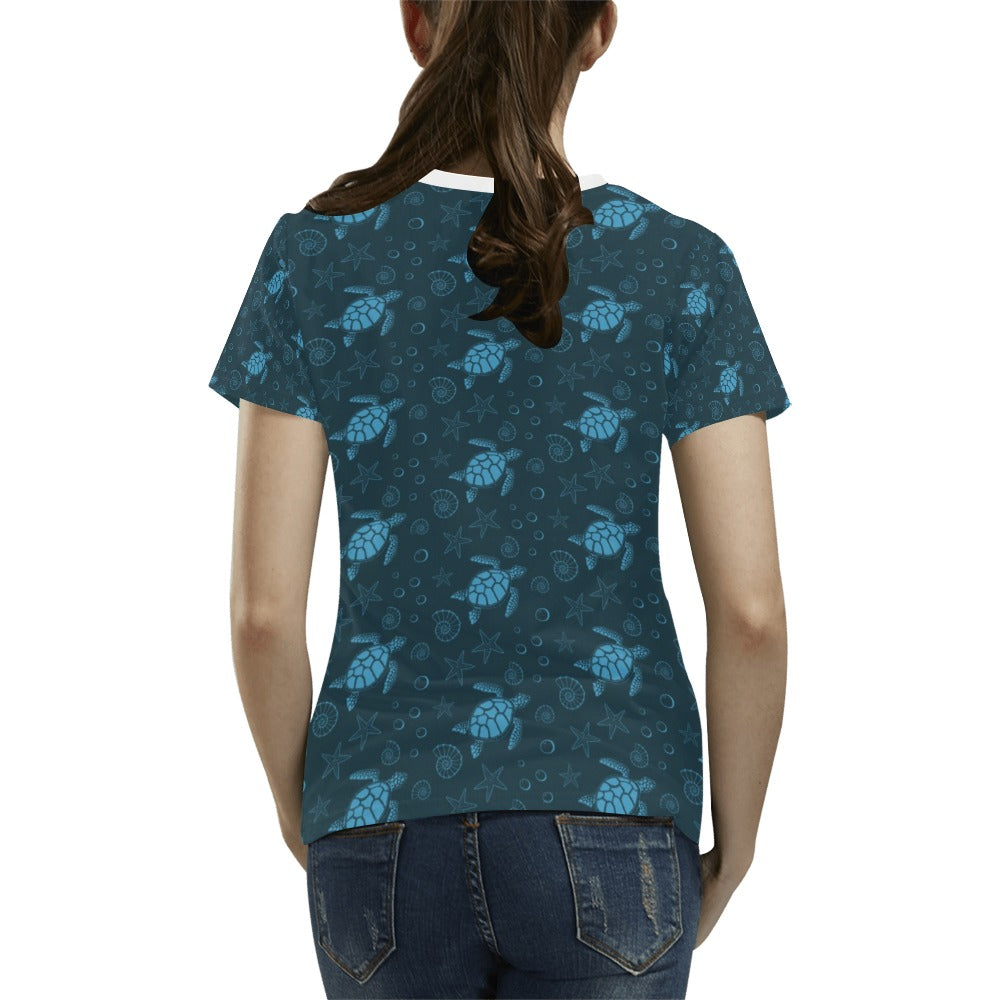 Sea Turtle Print Design LKS308 Women's T-shirt
