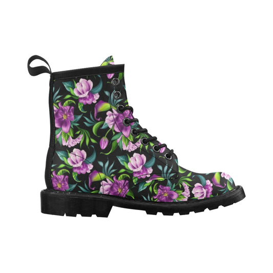 Bright Purple Floral Pattern Women's Boots