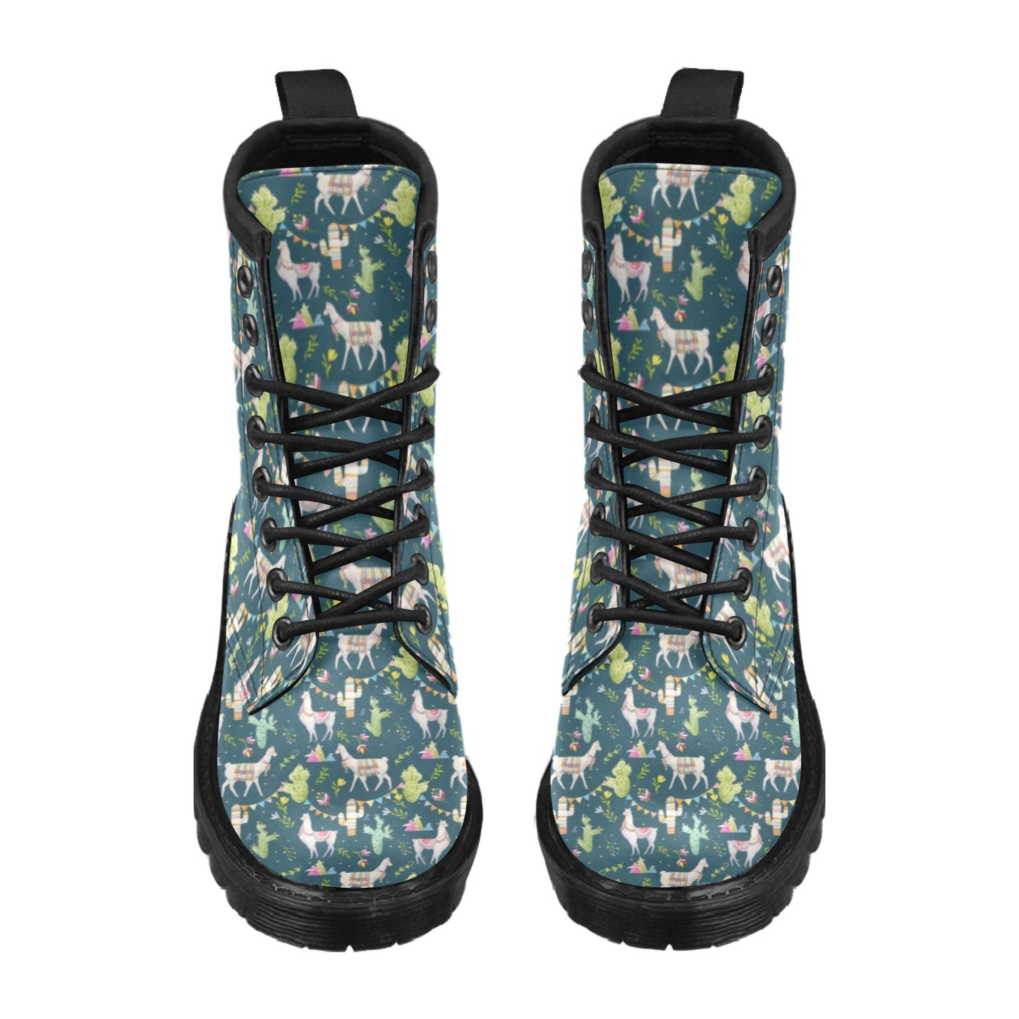 Llama with Cactus Design Print Women's Boots