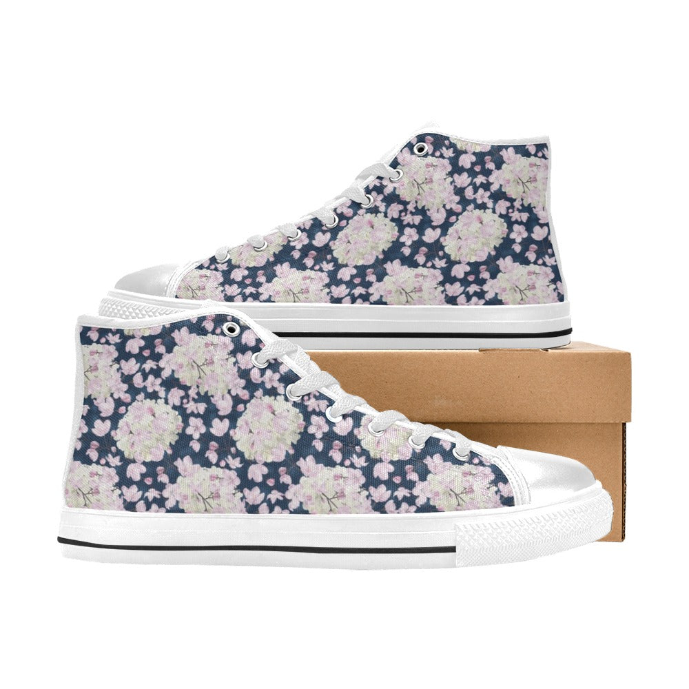 Sakura Print Design LKS305 High Top Women's White Shoes