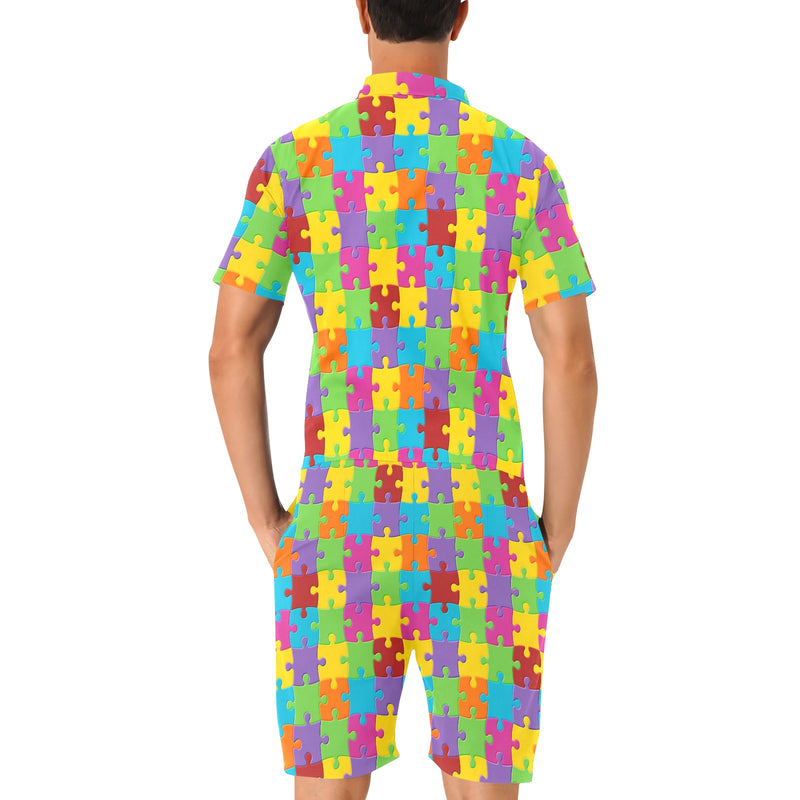 Autism Awareness Pattern Print Design 02 Men's Romper