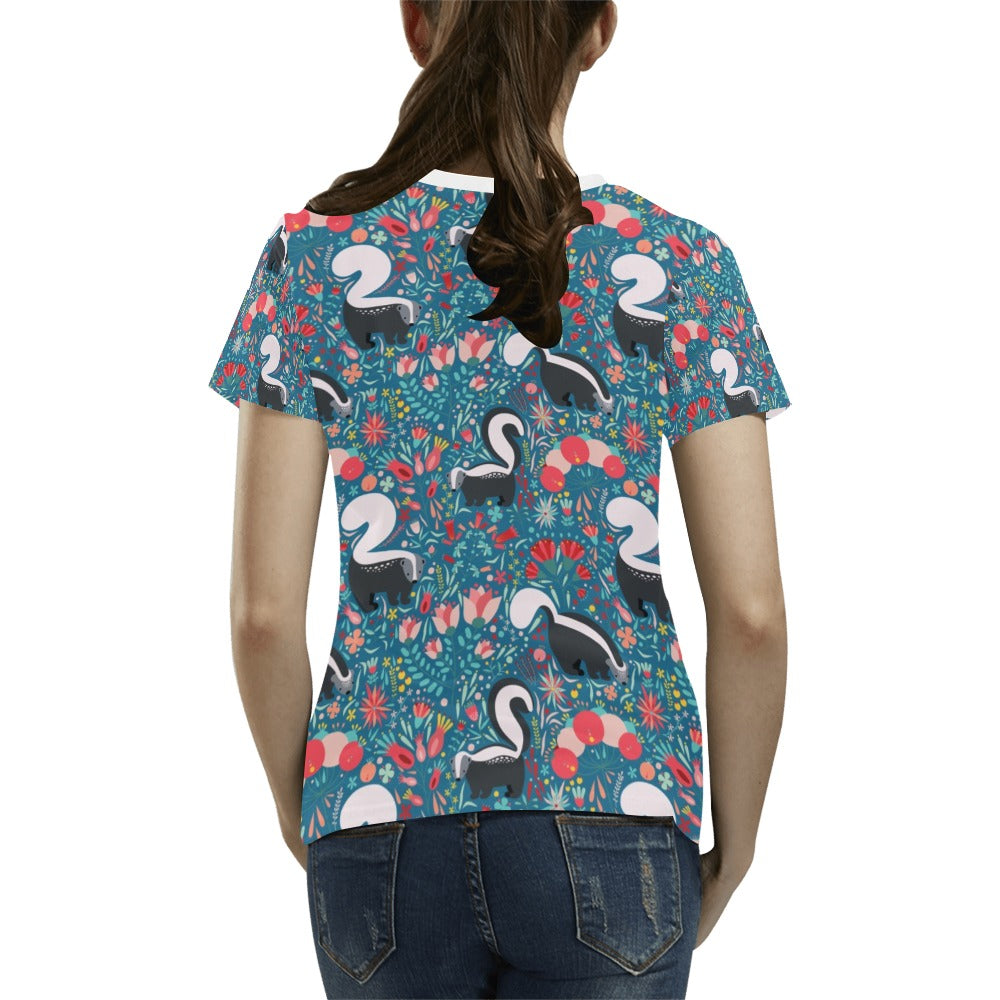 Skunk Print Design LKS302 Women's T-shirt