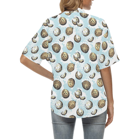 Coconut Pattern Print Design CN01 Women's Hawaiian Shirt