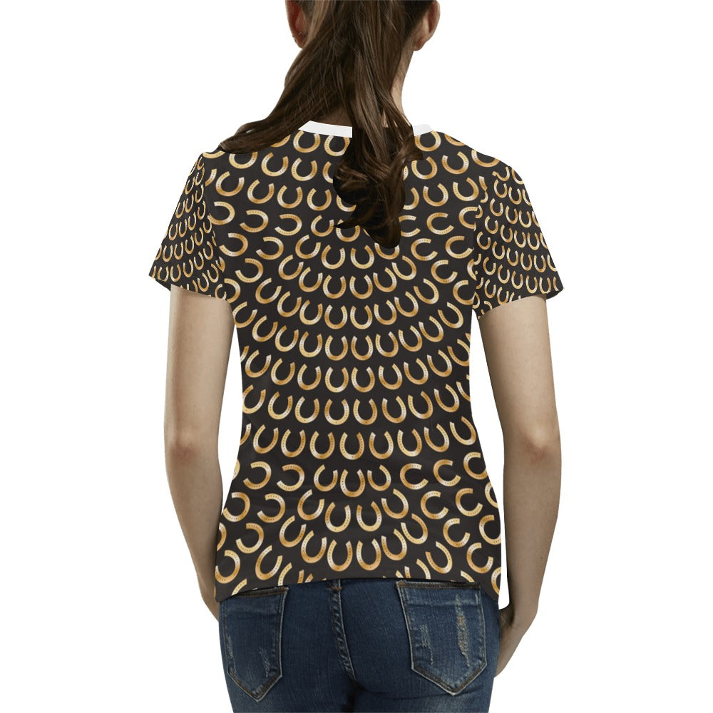 Horseshoe Print Design LKS304 Women's T-shirt