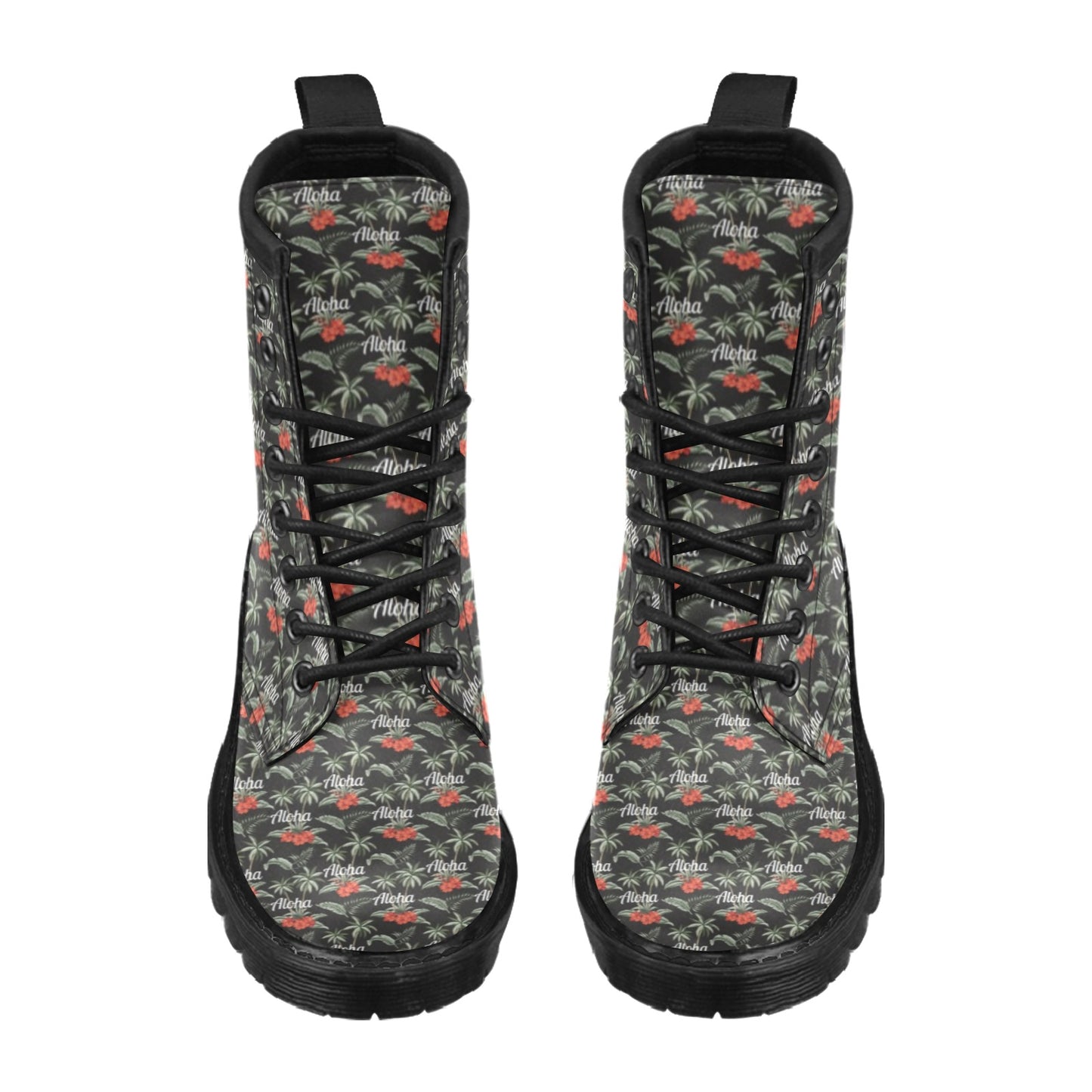 Aloha Palm Tree Design Themed Print Women's Boots