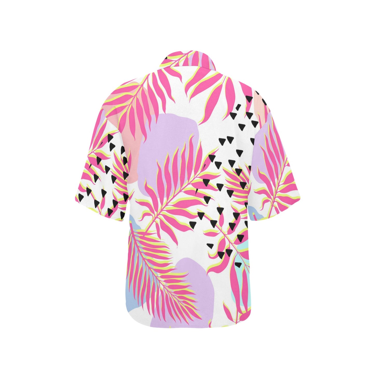 Pink Tropical Palm Leaves Women's Hawaiian Shirt