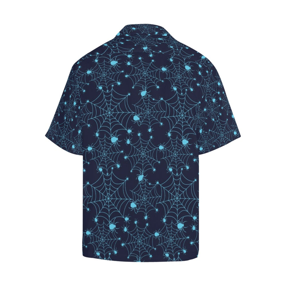 Spider Web Blue Print Design LKS304 Men's Hawaiian Shirt