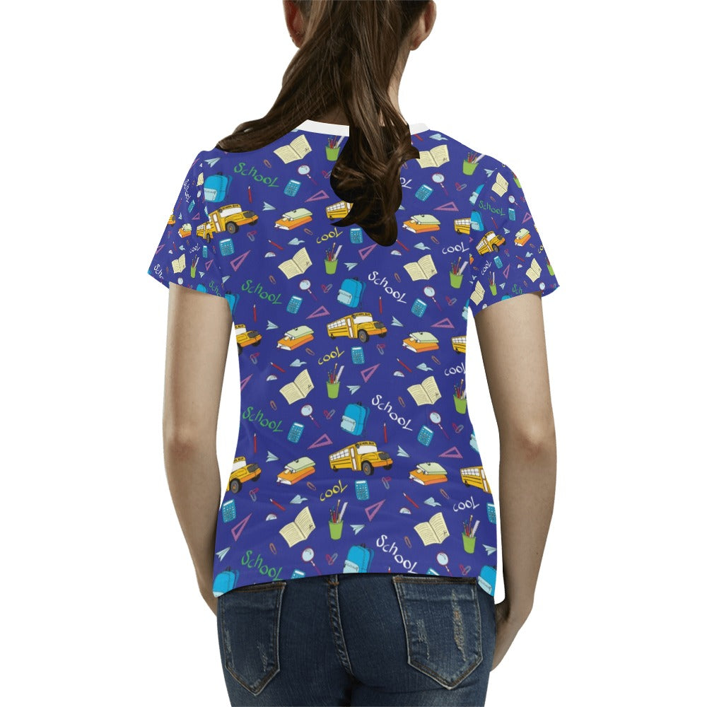 School Bus Print Design LKS307 Women's T-shirt