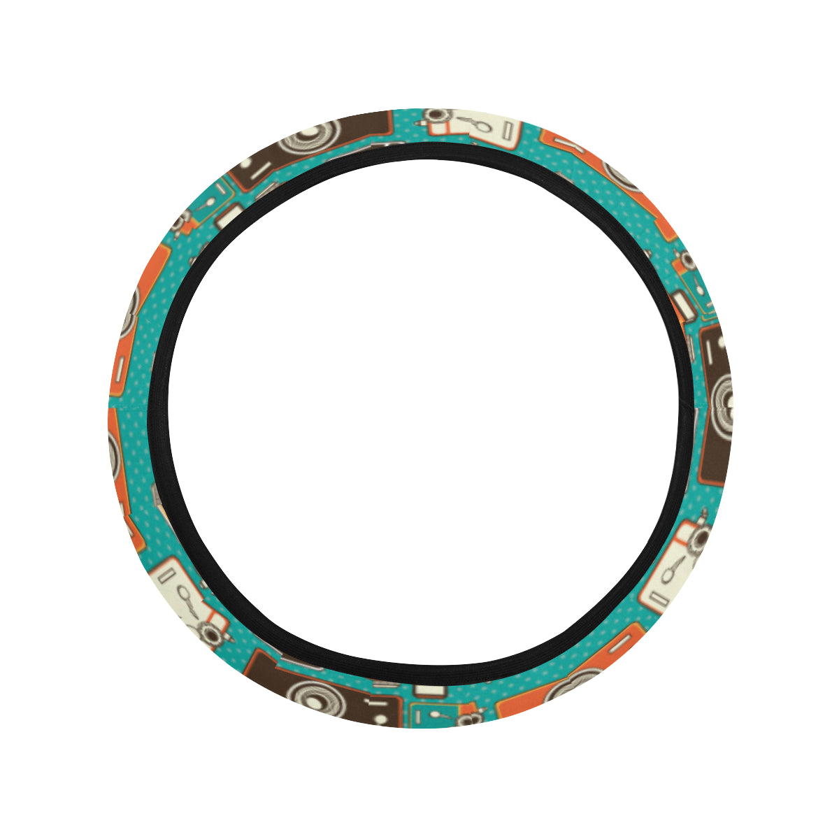 Camera Pattern Print Design 02 Steering Wheel Cover with Elastic Edge
