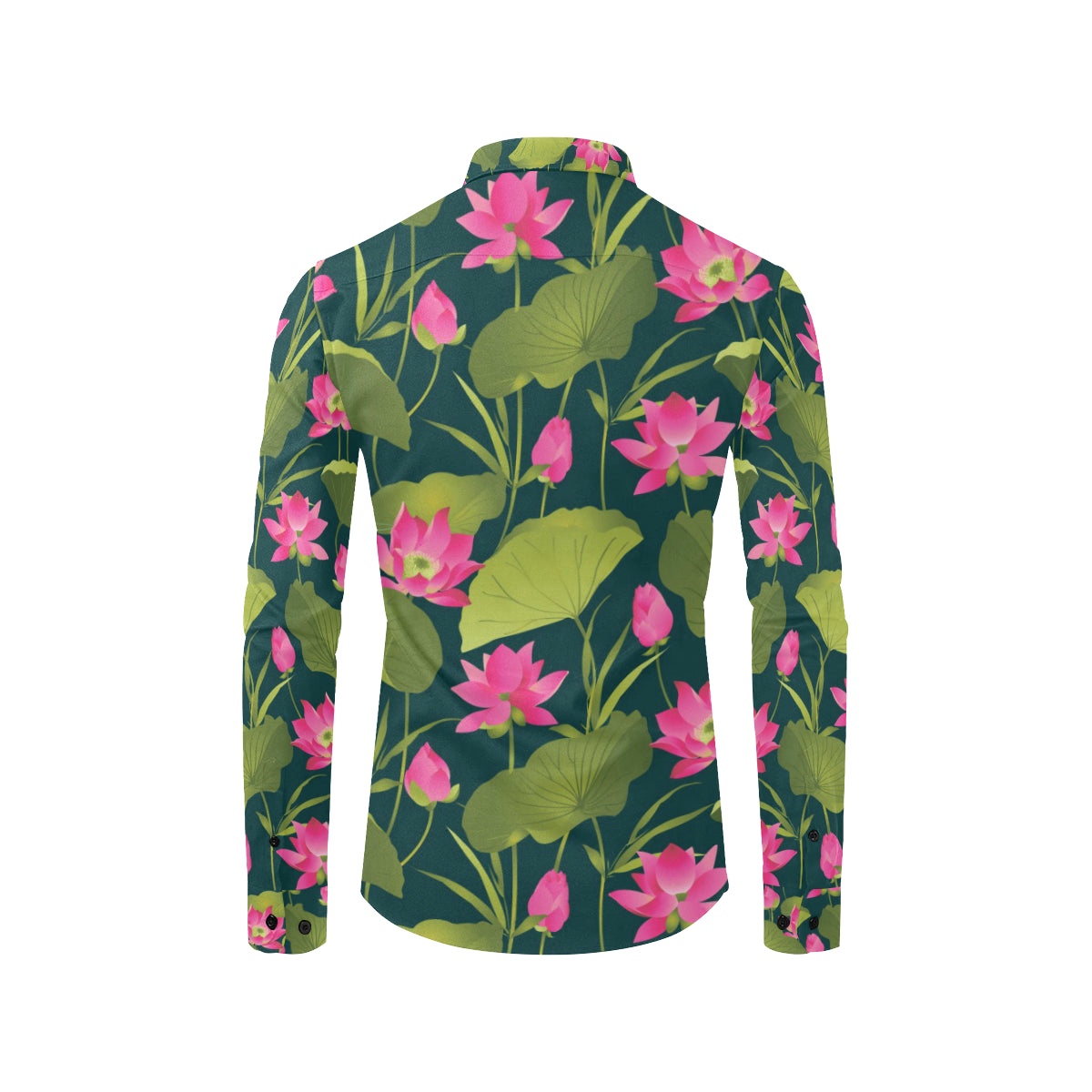 Water Lily Pattern Print Design WL09 Men's Long Sleeve Shirt