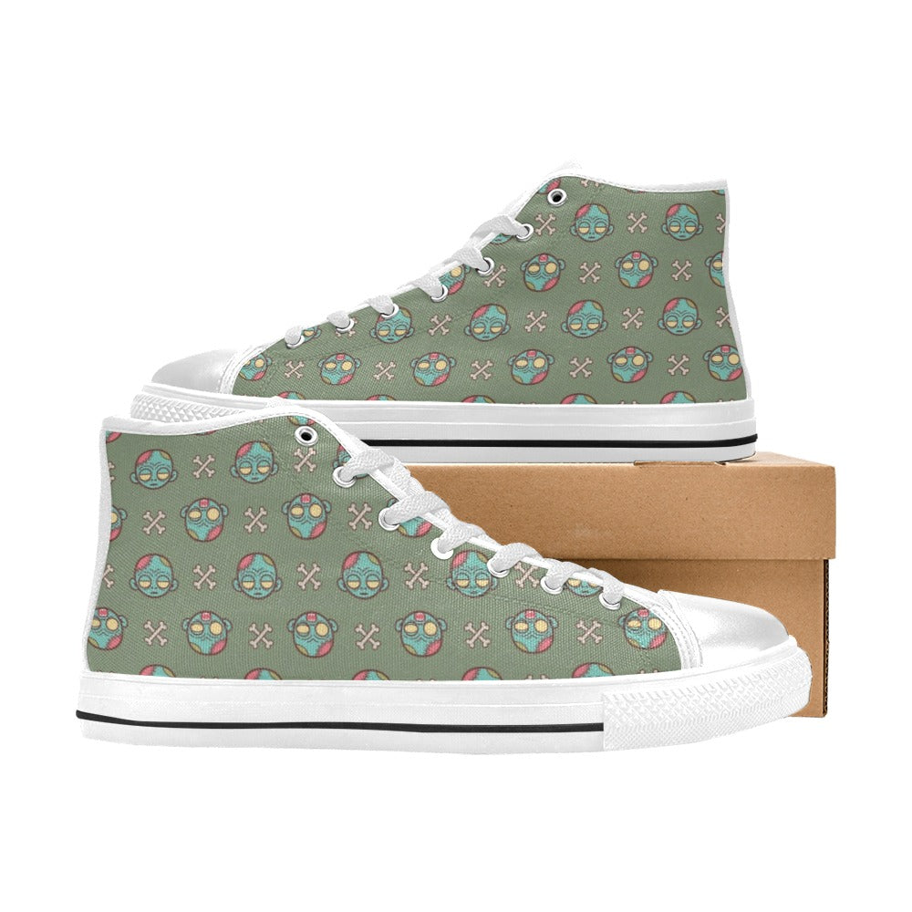 Zombie Print Design LKS301 High Top Women's White Shoes