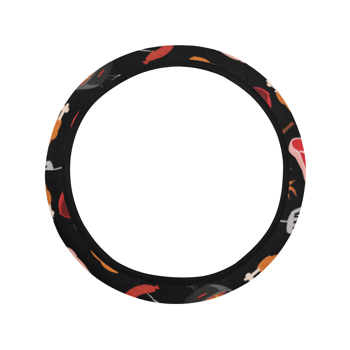 Barbecue Pattern Print Design 04 Steering Wheel Cover with Elastic Edge