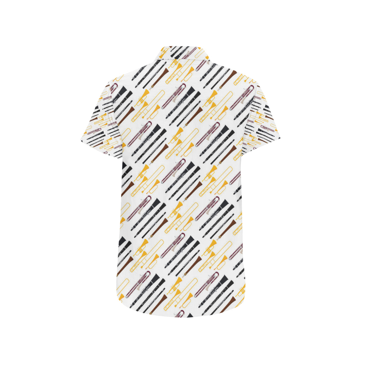 Clarinet Pattern Print Design 01 Men's Short Sleeve Button Up Shirt