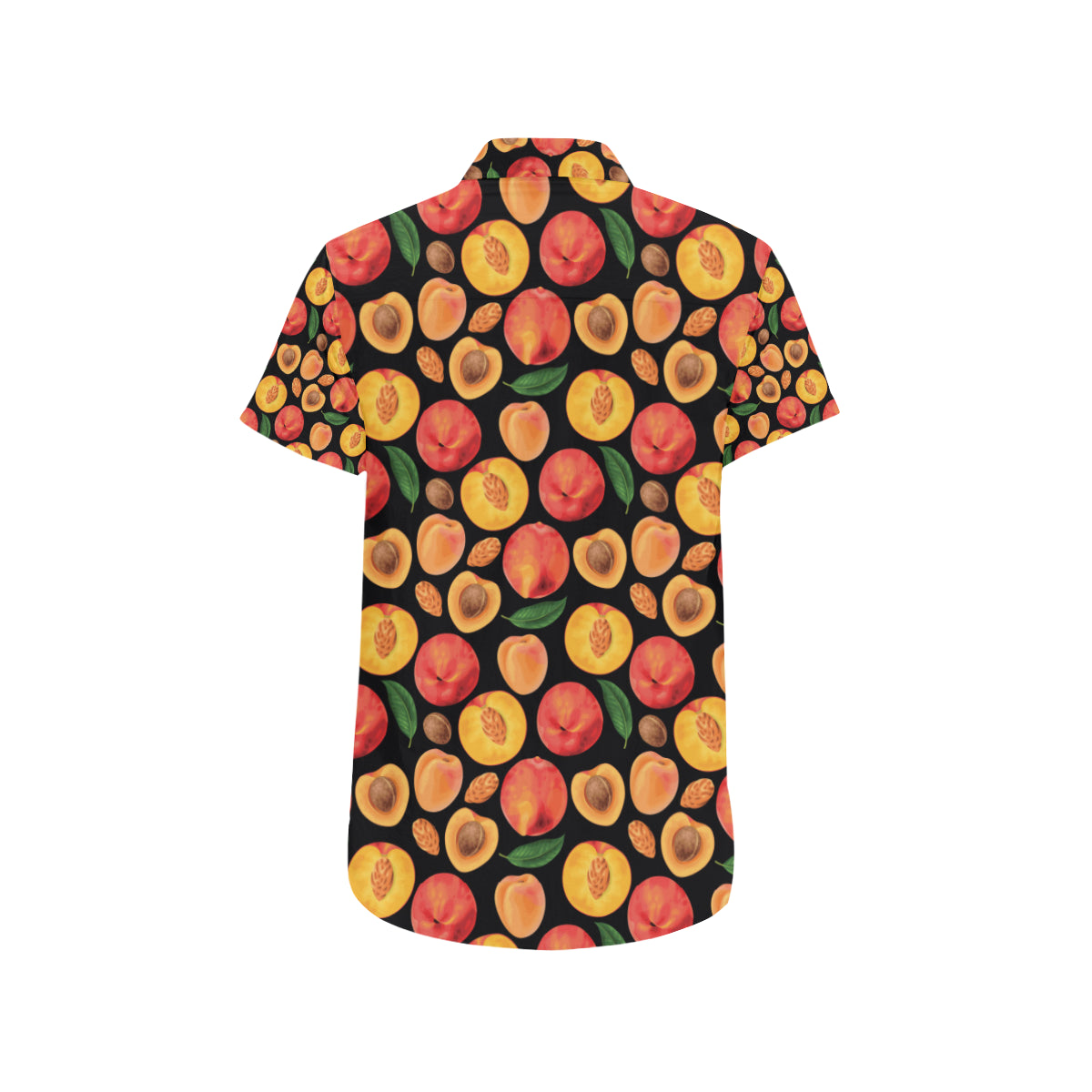 Peach Pattern Print Design A02 Men's Short Sleeve Button Up Shirt