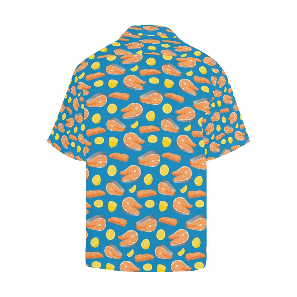 Salmon Steak With Lemon Print Design LKS308 Men's Hawaiian Shirt