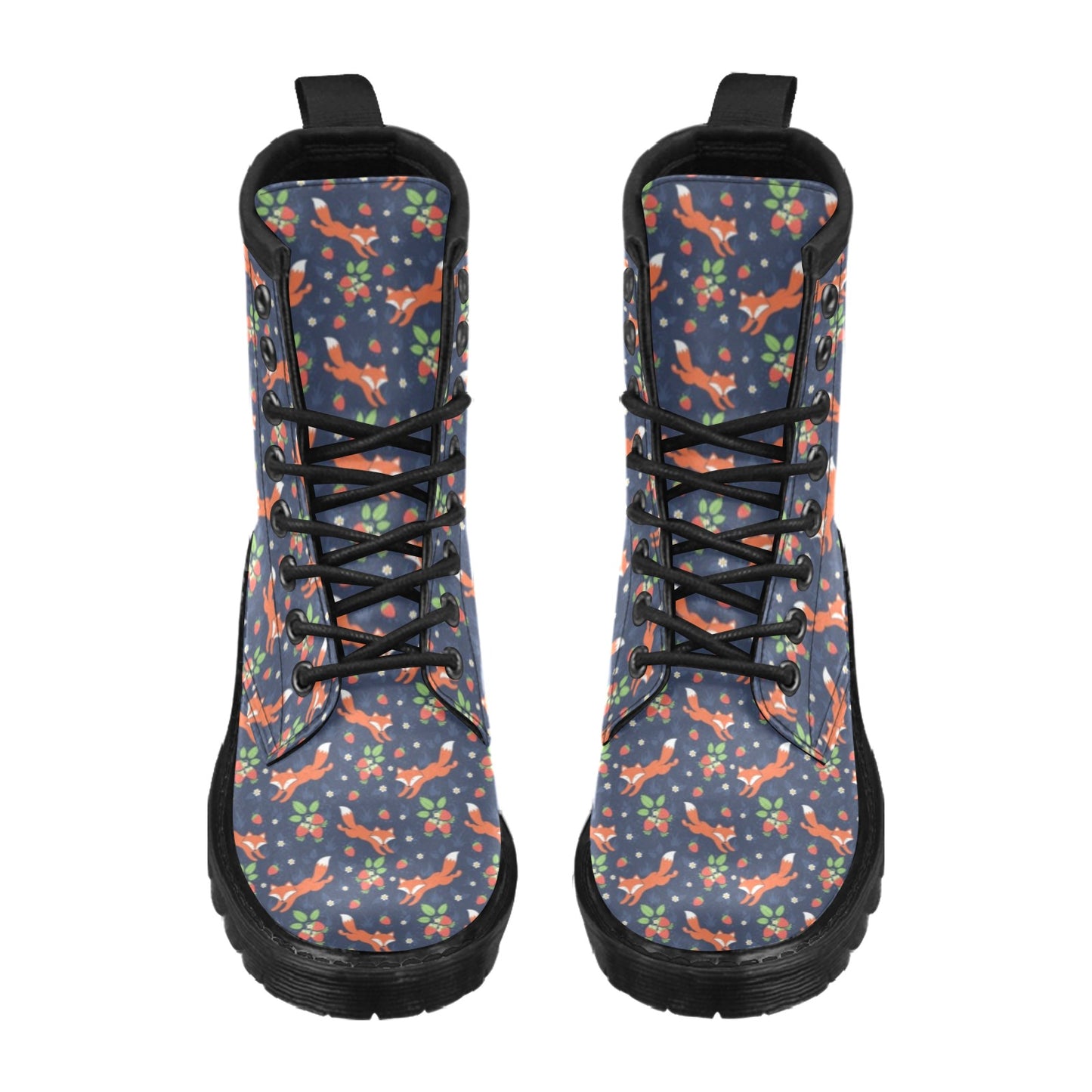 Fox Strawberry Print Pattern Women's Boots