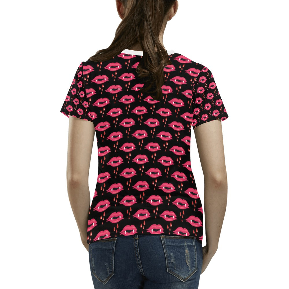 Vampire Lips Print Design LKS303 Women's T-shirt