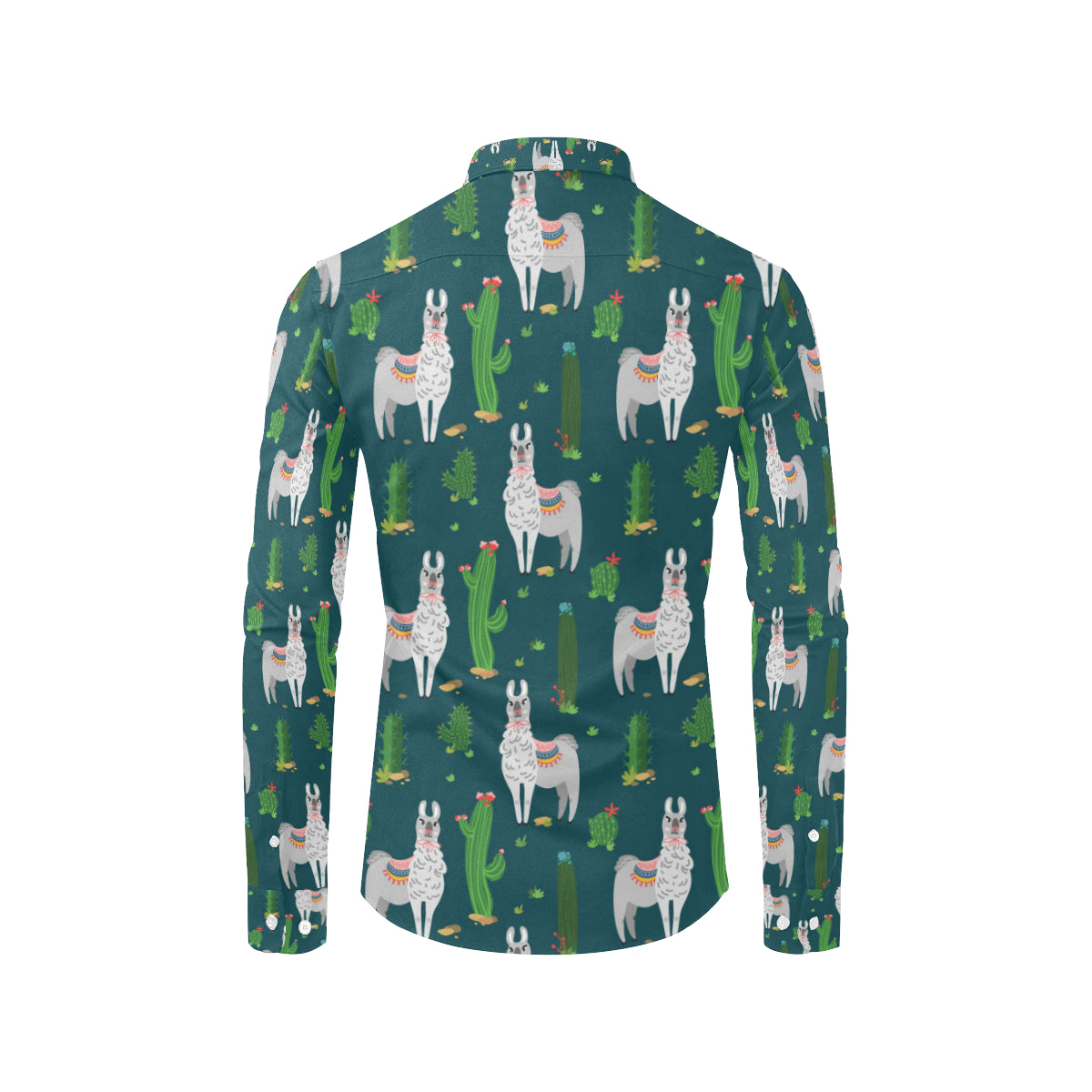 Llama Cactus Pattern Print Design 013 Men's Long Sleeve Shirt
