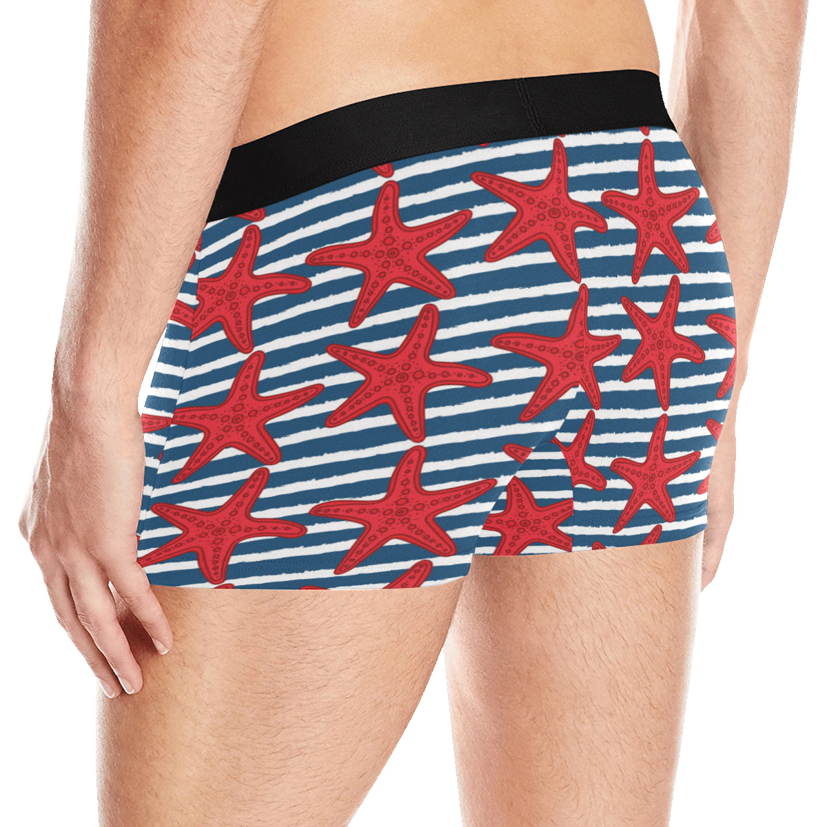 Starfish Red Pattern Print Design 02 Men's Boxer Briefs