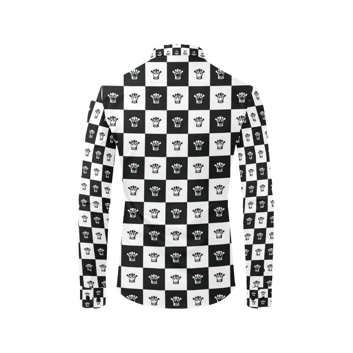 Checkered Flag Crown Pattern Men's Long Sleeve Shirt