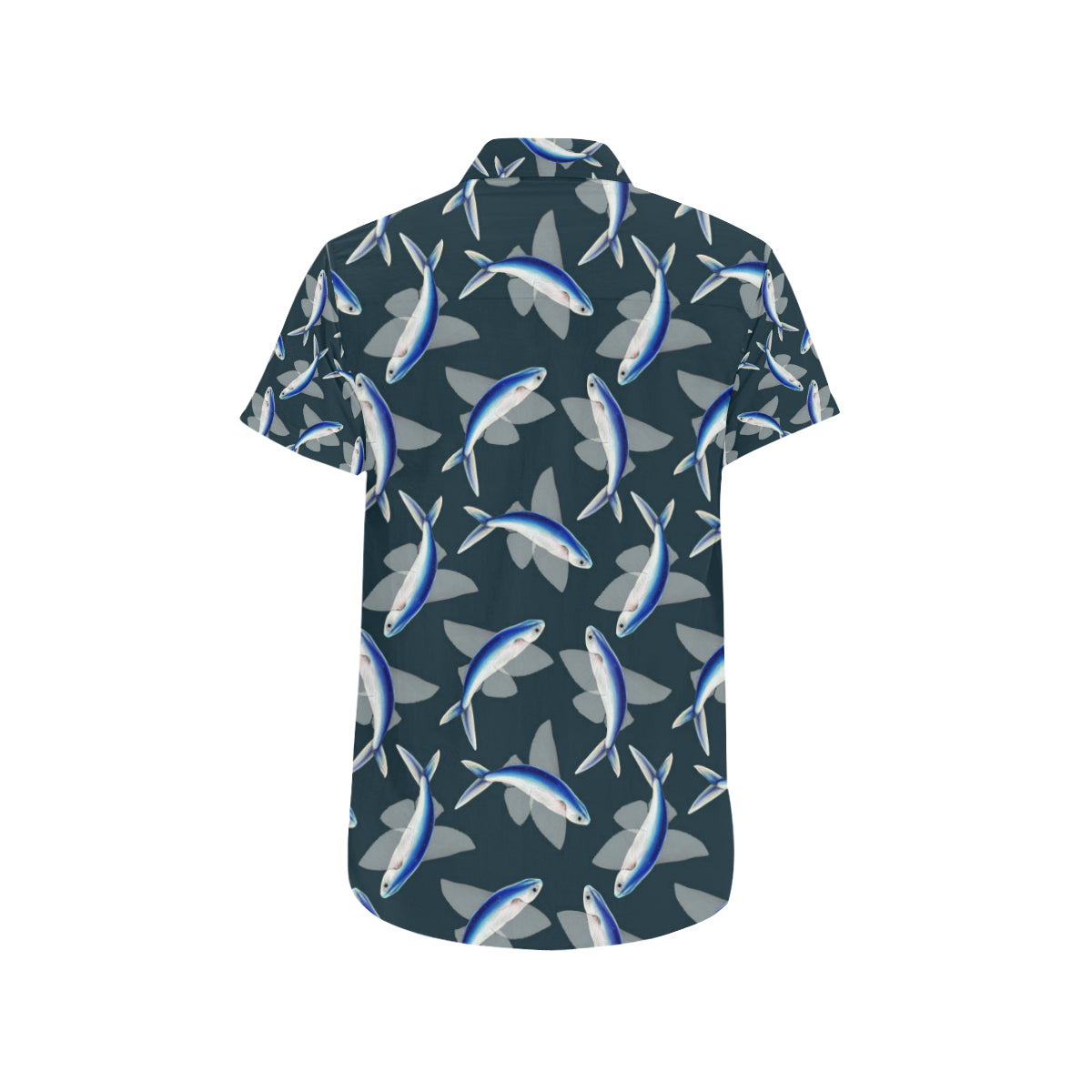 Flying Fish Pattern Print Design 04 Men's Short Sleeve Button Up Shirt