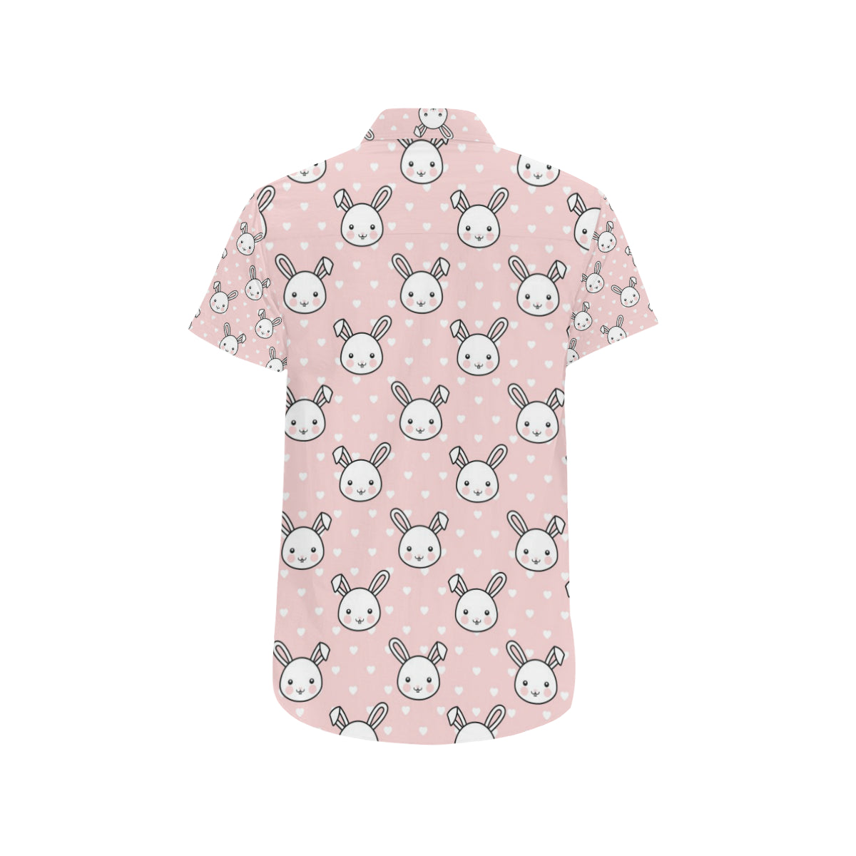 Rabbit Pattern Print Design RB02 Men's Short Sleeve Button Up Shirt