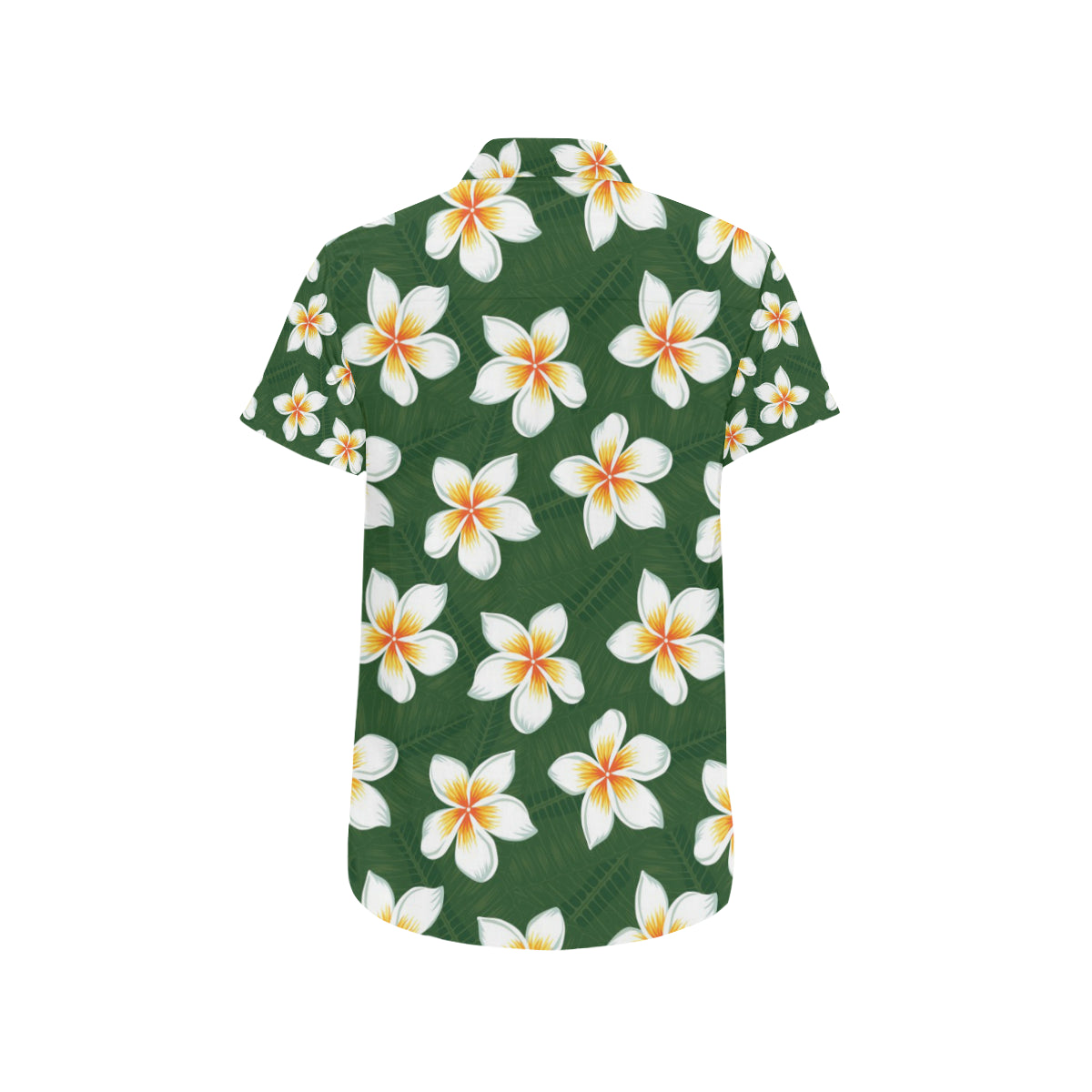 White Plumeria Pattern Print Design PM020 Men's Short Sleeve Button Up Shirt