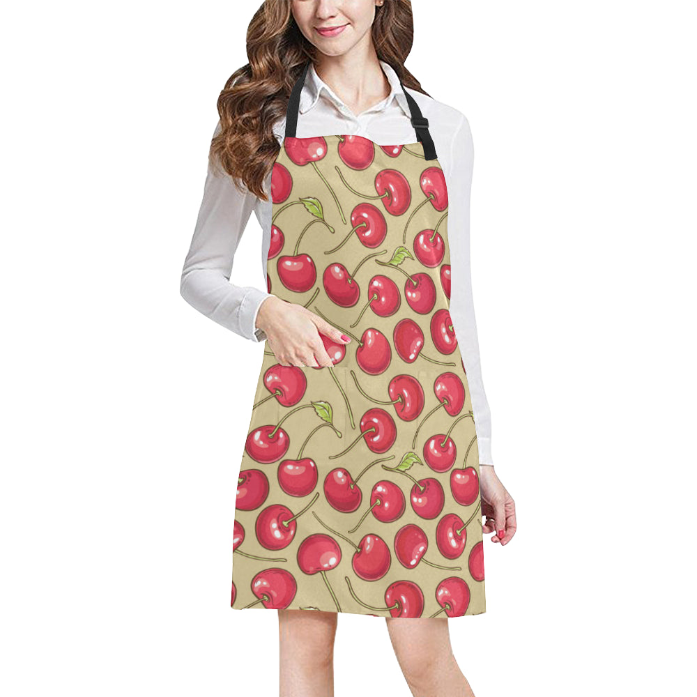 Cherry Pattern Print Design CH05 Apron with Pocket