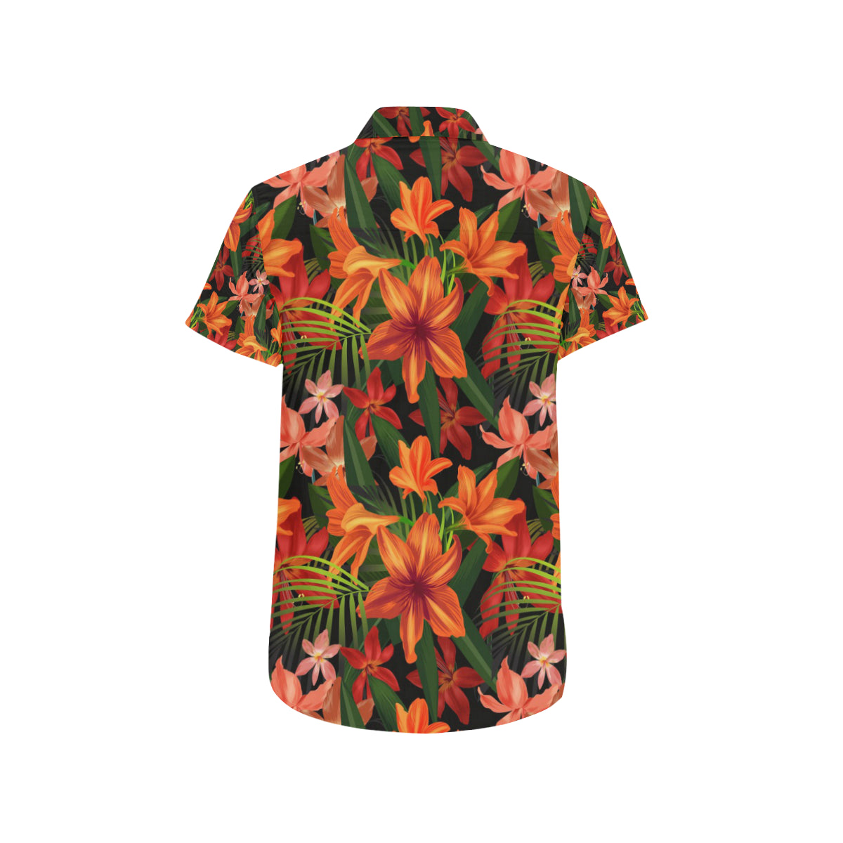 Amaryllis Pattern Print Design AL05 Men's Short Sleeve Button Up Shirt