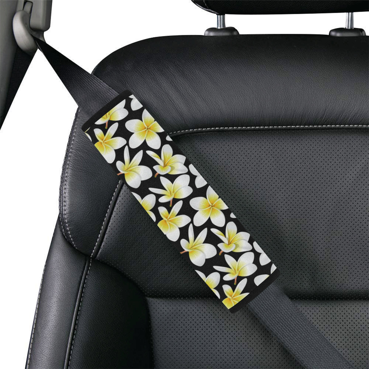 Yellow Plumeria Hawaiian Flowers Car Seat Belt Cover