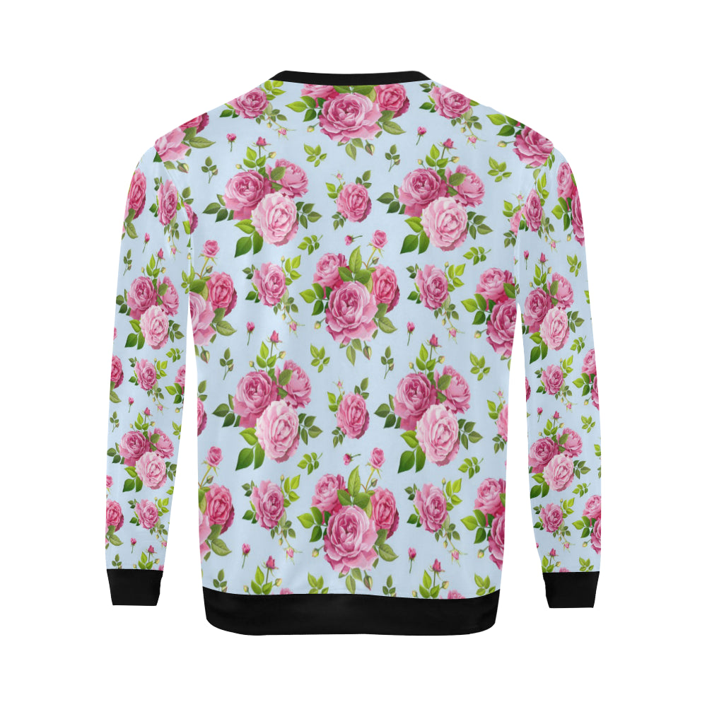 Rose Pink Pattern Print Design RO08 Men Long Sleeve Sweatshirt