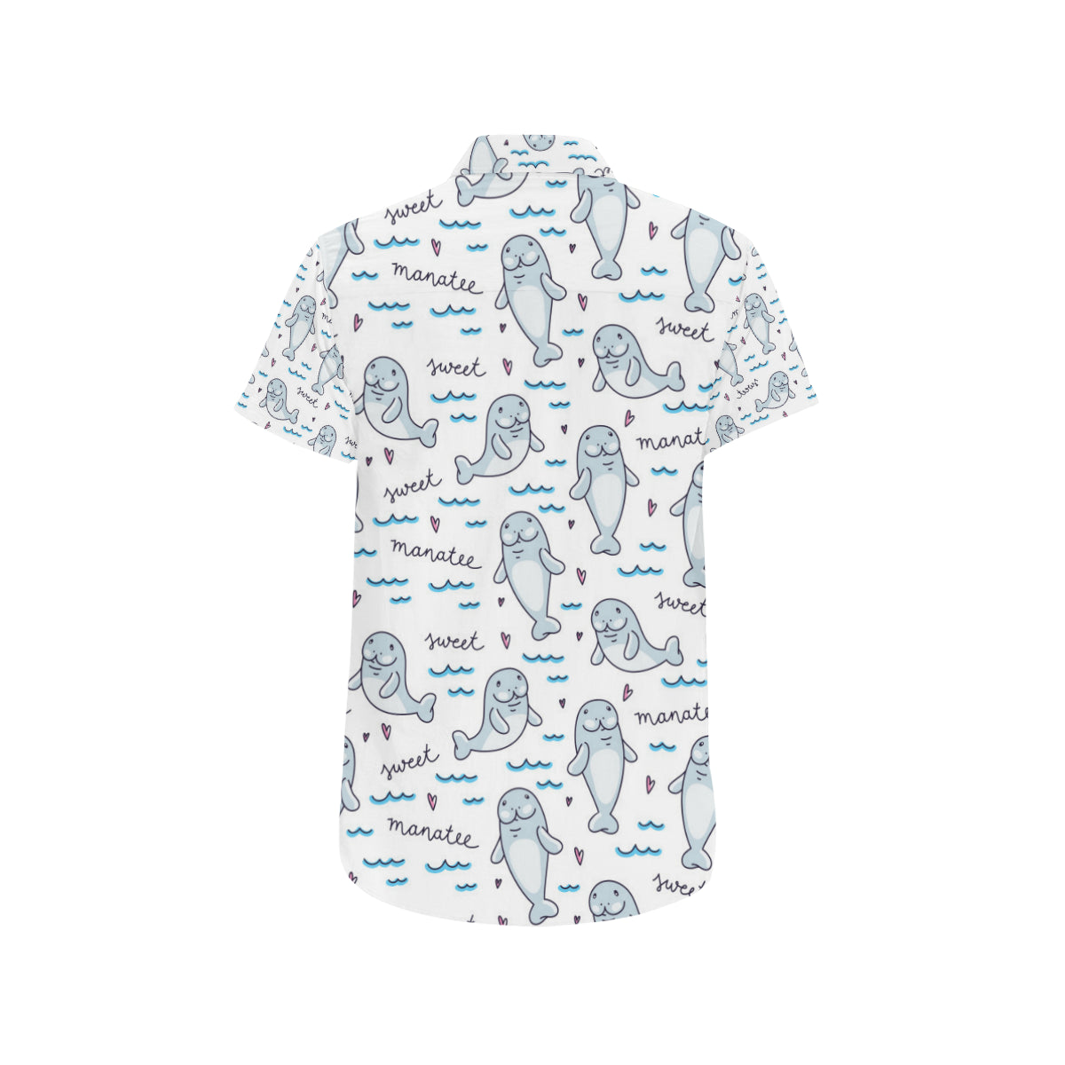 Manatee Baby Pattern Print Design 03 Men's Short Sleeve Button Up Shirt