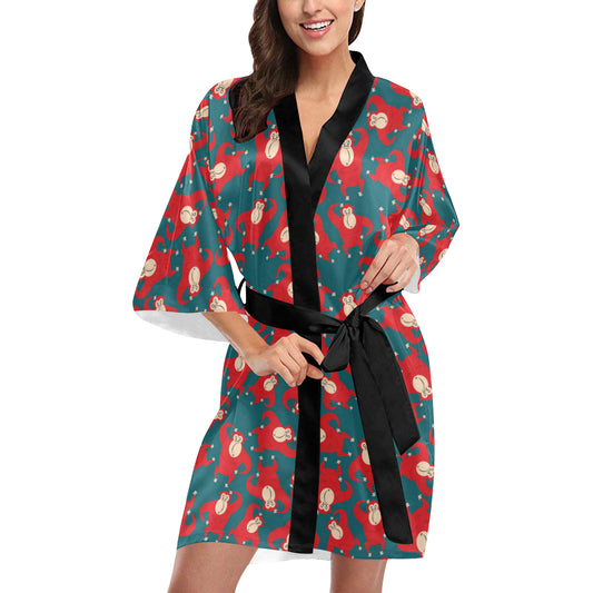 Chimpanzee Pattern Print Design 04 Women's Short Kimono