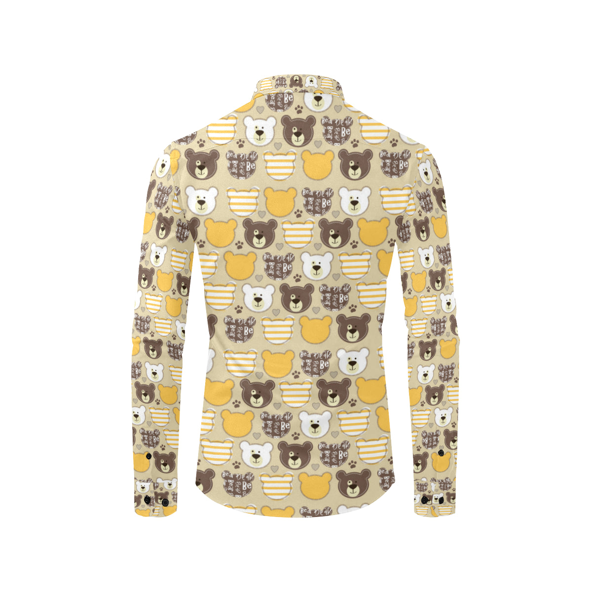 Bear PatchworkPattern Print Design 01 Men's Long Sleeve Shirt