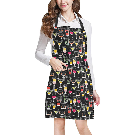 Cocktail Pattern Print Design 01 Apron with Pocket