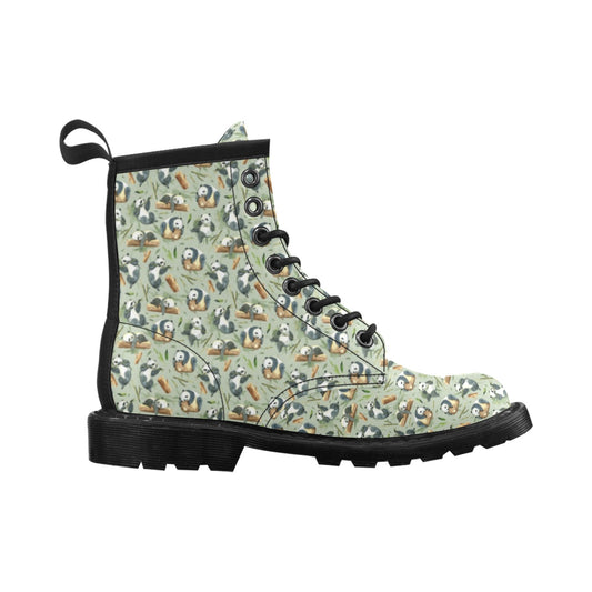 Panda Bear Design Bamboo Print Women's Boots