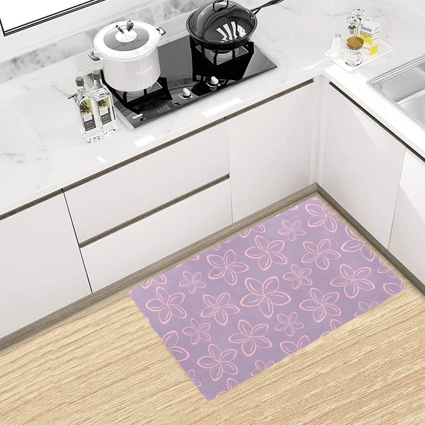 Plumeria Pattern Print Design A01 Kitchen Mat