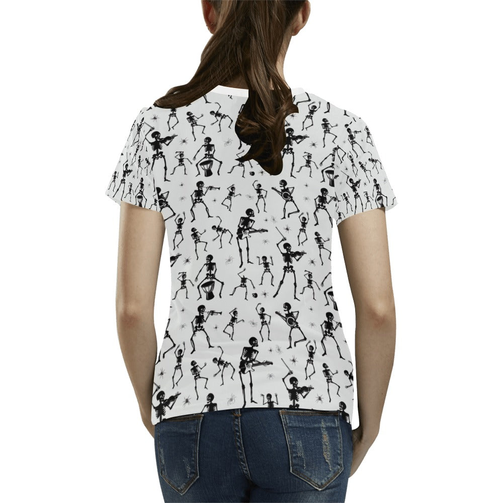 Skeleton Music Player Print Design LKS303 Women's T-shirt