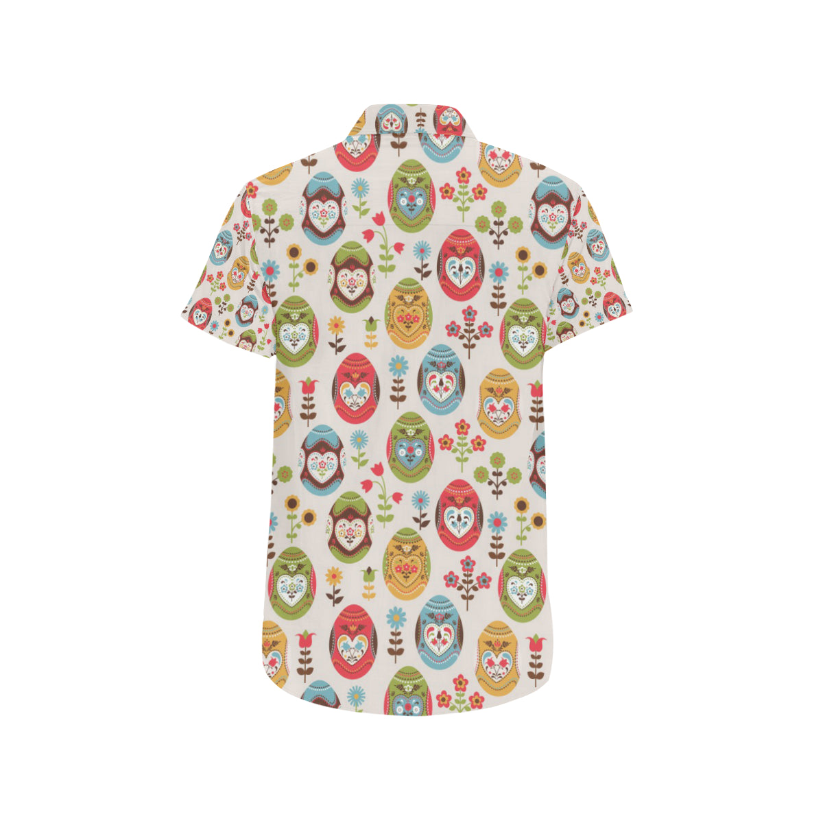 Easter Eggs Pattern Print Design RB011 Men's Short Sleeve Button Up Shirt