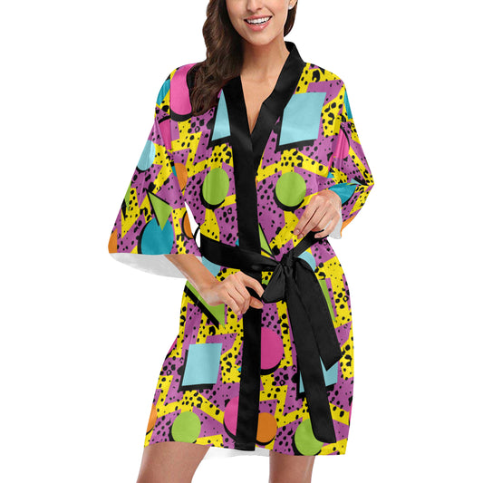 80s Pattern Print Design 1 Women's Short Kimono
