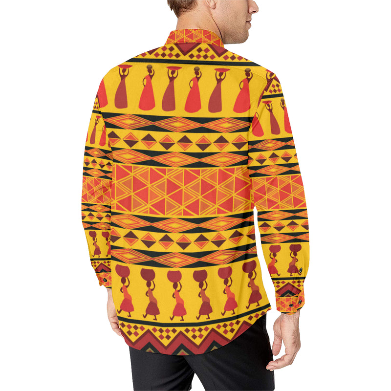 African Pattern Print Design 01 Men's Long Sleeve Shirt