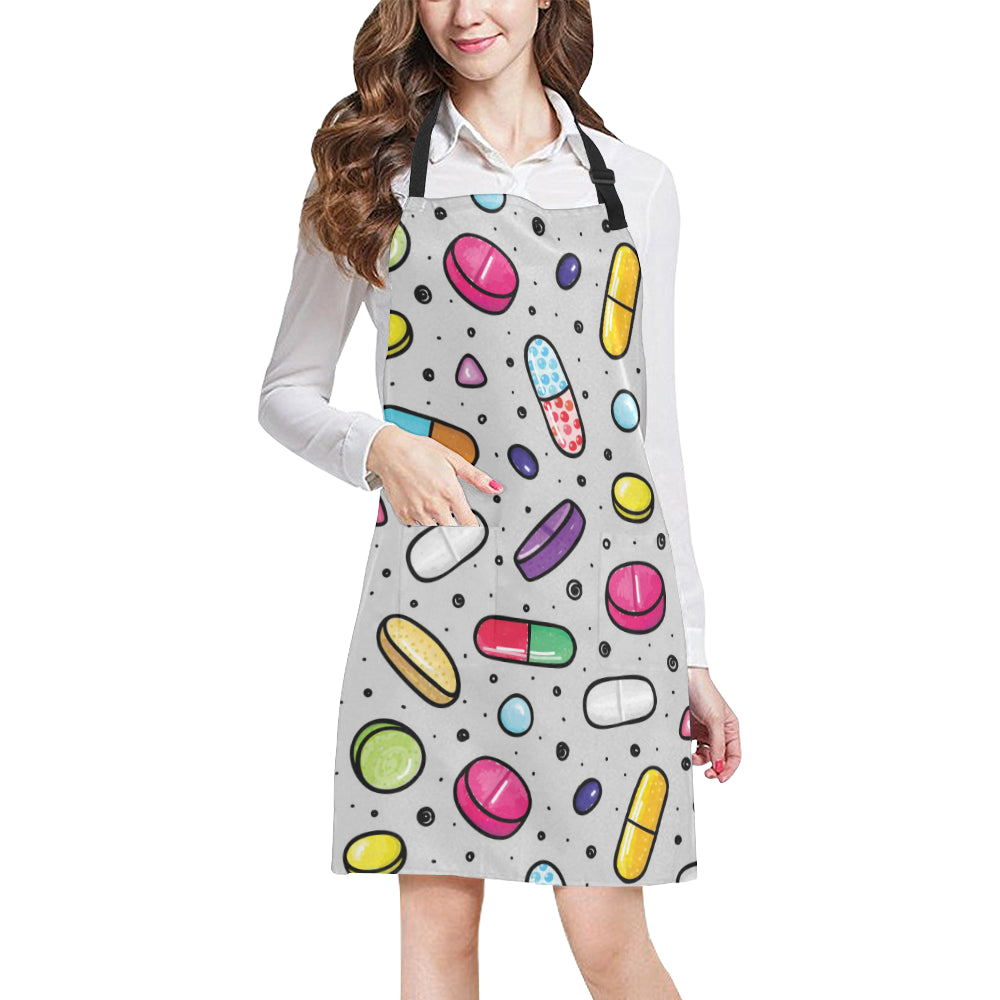 Pill Pattern Print Design A04 Apron with Pocket