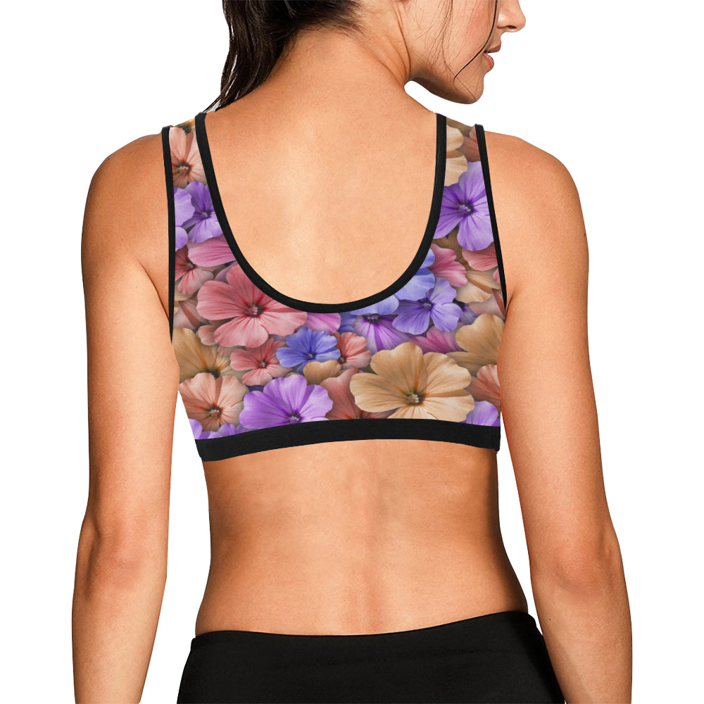 Colorful Geranium Pattern Sports Bra